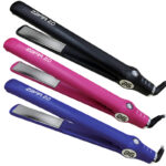 Planchas alisadoras en negro, rosa y morado — exclusivo set de tres colores, acabado premium