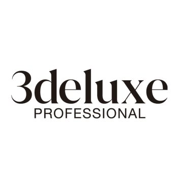 Logotipo tipográfico negro sobre fondo blanco con la palabra 3deluxe en letra serif grande y PROFESSIONAL en mayúsculas debajo, presentando una estética profesional.