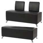 Silla espera de peluqueria en negro 2 puestos con o sin respaldo 1 SILLA ESPERA 2 PUESTOS