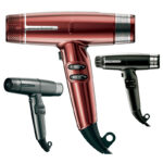 Secador de pelo profesional compacto rojo y negro exclusivo