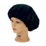 Gorro de satén negro ajustable para centros de belleza