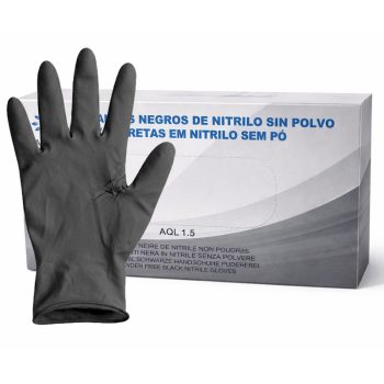 Guantes de Nitrilo negro sin polvo ECO, caja100 unid