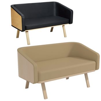 Silla espera con madera para 2 puestos
