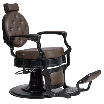 Sillón de barbero clásico negro-marrón antiguo