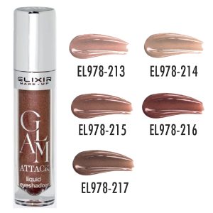 Qué llevar en el maletín de maquillaje profesional 5 Sombra de ojos líquida Glam Attack de Elixir Make Up