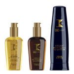 Pack innovador de argán para cabello: dos aceites nutritivos y leche ultraligera con sistema avanzado