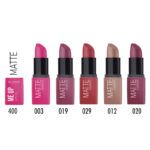 Labiales mate innovador en tonos rosa, rojo, nude y ciruela