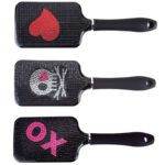 Cepillos para desenredar el cabello tipo Paleta decorados 3 1 Set exclusivo de cepillos paddle con strass: corazón, calavera y XO
