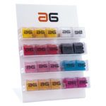 Exclusivo exhibidor de coleteros espiral multicolor para mostrador