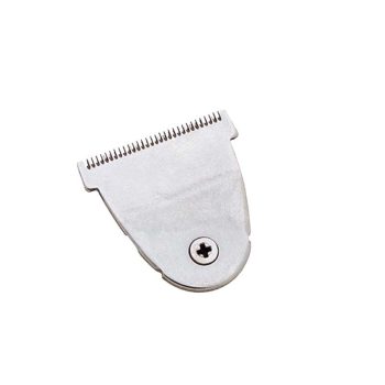 Cabezal metálico de repuesto para máquina cortapelos con dientes finos y tornillo central, diseñado para uso profesional en peluquería.