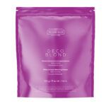 Polvo decolorante compacto premium con aroma a coco en bolsa morada