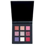 Paleta de sombras 9 tonos rosa y púrpura con glitter y acabado innovador
