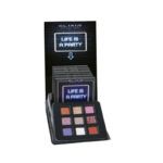 Paleta de sombras 9 tonos rosa y púrpura con glitter y acabado innovador