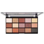 Paleta 16 sombras neutras y cálidas mate y shimmer innovador, ideal para looks de día y noche