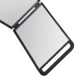 Espejo plegable exclusivo de doble cara con marco negro, diseño compacto y elegante