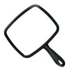 Exclusivo espejo de mano cuadrado negro con diseño elegante