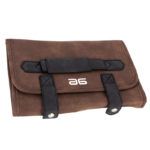 Estuche enrollable premium marrón con correas negras para viaje