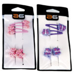 Coleteros y ganchos de pelo con adorno, 4 unid. 1 Set exclusivo de clips y accesorios para cabello infantil en rosa y morado