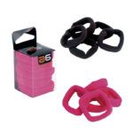 Kit exclusivo de elásticos de cabelo rosa e preto com acabamento macio
