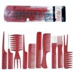Kit 10 peines para barba y cabello 1 Set exclusivo de peines rojos para peinado profesional y doméstico