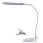 Lámpara de mesa con luz LED, flexible con base y pinza 1 Lámpara LED de escritorio flexible con pinza y base, diseño innovador