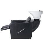 Sillón lavacabezas peluquería ‘premium’ colección cuero negro con lavabo cerámico