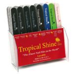 Expositor exclusivo Tropical Shine — limas profesionales de uñas en pack acrílico