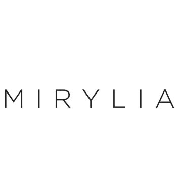 Logotipo minimalista con la palabra MIRYLIA en mayúsculas finas y espaciadas sobre fondo blanco, diseñado para transmitir elegancia y 'alta calidad'.