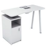 Mesa de manicura blanca con extractor integrado innovador y almacenamiento premium