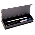Set de escritura premium con bolígrafo plateado, plumilla, pinzas y recambio — calidad best