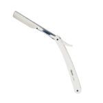 Navaja shavette plegable blanca profesional para barbero ‘exclusivo