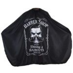 Capa Barber Shop negra con calavera y bigote, innovador