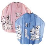 Capa de peluquería exclusiva para mascotas en azul y rosa