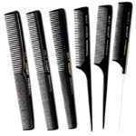 Set exclusivo de 6 peines profesionales negros con cola y dientes variados