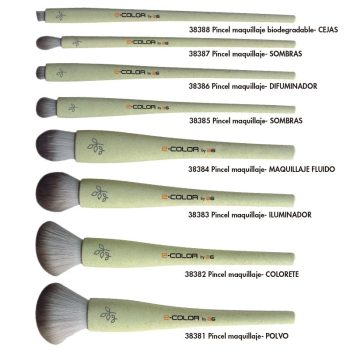 Set de brochas de maquillaje en varios tamaños con mangos verdes biodegradables y cerdas grises para cejas, sombras, difuminador, maquillaje fluido, iluminador, colorete y polvo, diseño ergonómico y apariencia de alta calidad, perfecto para quien quiera adquirir un kit versátil.