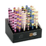 Limas de uñas premium multicolor en exhibidor negro