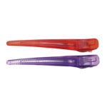 Set exclusivo de pinzas para cabello translúcidas en rojo y morado