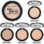 Polvo compacto mate Elixir en tonos variados, exclusivo