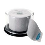 Dispensador exclusivo de papel con cubierta transparente y diseño elegante