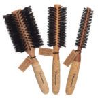 Set innovador de cepillos redondos de madera con mango de corcho para peinado profesional