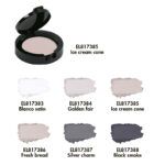 Sombras de ojos en polvo premium en compacto negro, tonos neutros calidad profesional