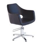 Silla giratoria tapizada negra con base cromada ‘exclusivo