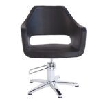 Silla giratoria tapizada negra con base cromada ‘exclusivo
