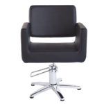 Sillón exclusivo para salón, tapizado negro con base cromada