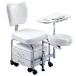 Set pedicura blanco ‘innovador’ con taburete ajustable y cajonera