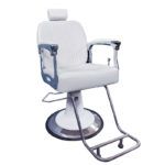 Sillón de barbero exclusivo negro con base hidráulica y reposacabezas
