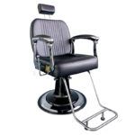 Sillón de barbero exclusivo negro con base hidráulica y reposacabezas