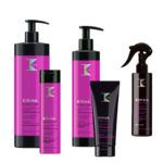 Tratamiento color Somnia Color Code de K-Time Italy, cabello teñido y tratado 1 Set exclusivo de cuidado para cabello coloreado en envases fucsia y negro