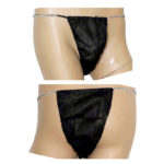 Exclusivo tanga negro de malla minimalista con elástico plateado
