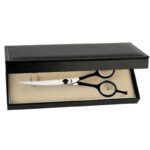 Tijeras curvas profesionales ‘exclusivo’, acero inoxidable y mango ergonómico con toque de estrellas